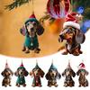 7Pc Set of Dachshund Acrylic 2D Pendants for Christmas, Christmas Tree Decorations, Car Interior Ornaments, Halloween and Christmas Gifts