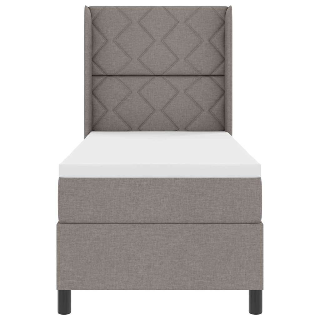 LED Box Spring Bed with Headboard Taupe 90 x 190 cm Fabric