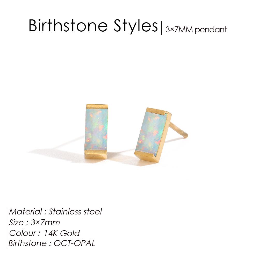 EManco Stainless Steel Gold-Plated Colorful Birthstone Earrings High-end Rhinestone Jewelry Gifts