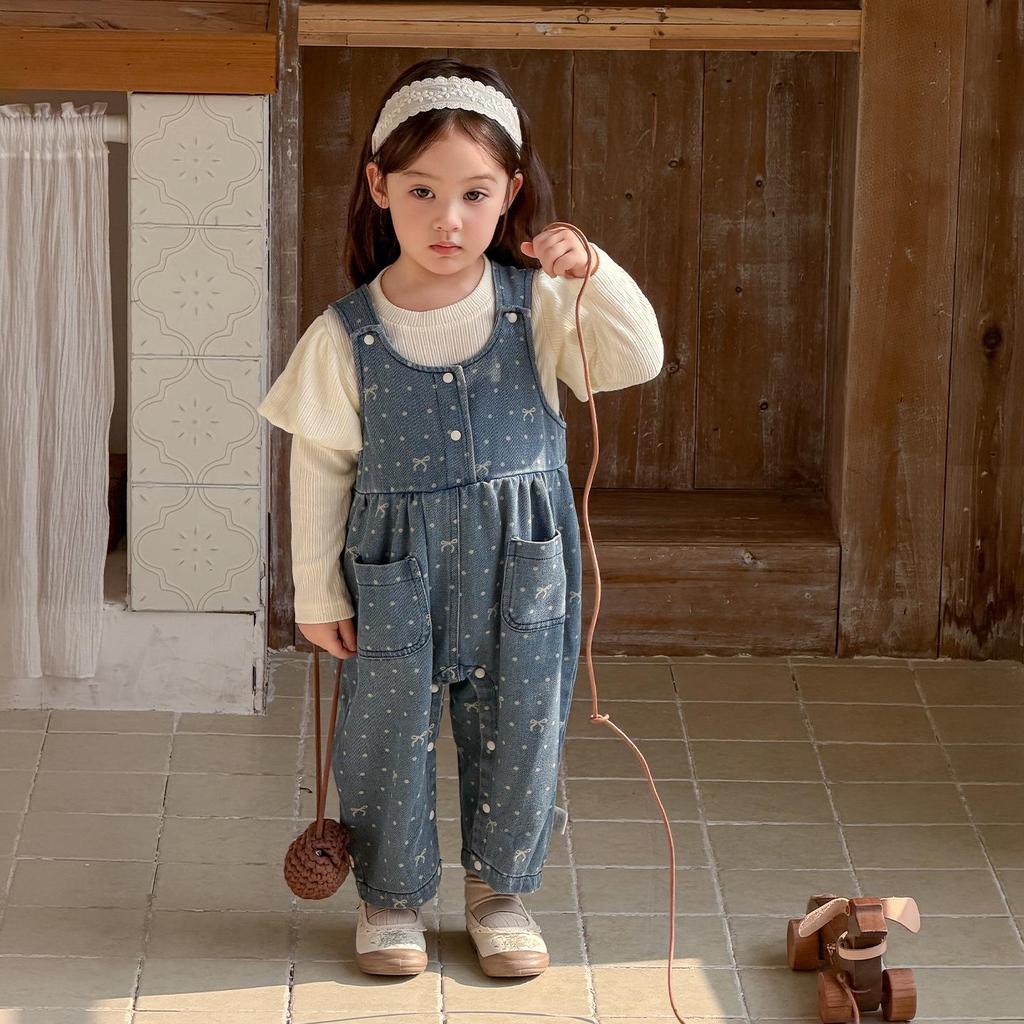 2026 New Infant Girl Spring Puff Sleeve Two-Piece Overall Set