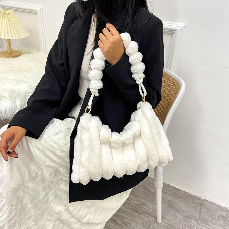 Soft Plush Shoulder Bags For Women 2026 Winter New Designer Purses And Handbags Luxury Underarm Hobo Tote Large Capacity Fur Bag