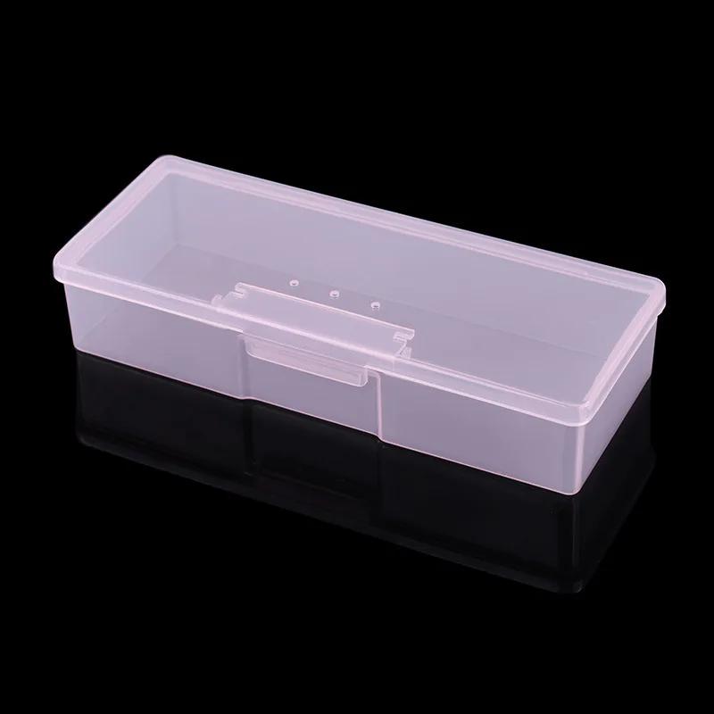 Nail Art Rectangle Plastic Storage Box Rhinestone Brush Pen Buffer Grinding Files Container Case Nail Art Equipment Tool