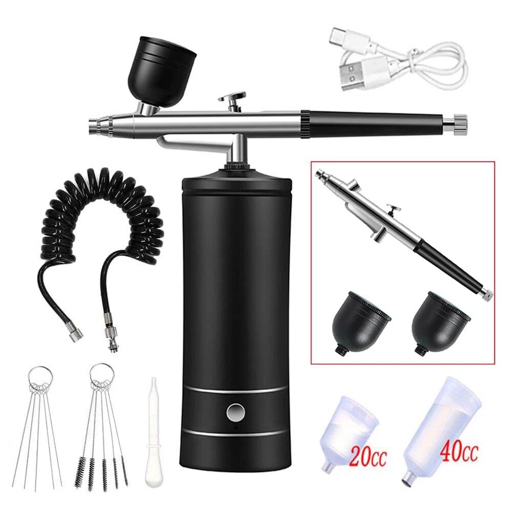 Airbrush Nail Art Painting Kit med kompressor Mini Airbrush for Nail Art Cake Maling Bærbar håndsprøytepistol Airbrush Nail