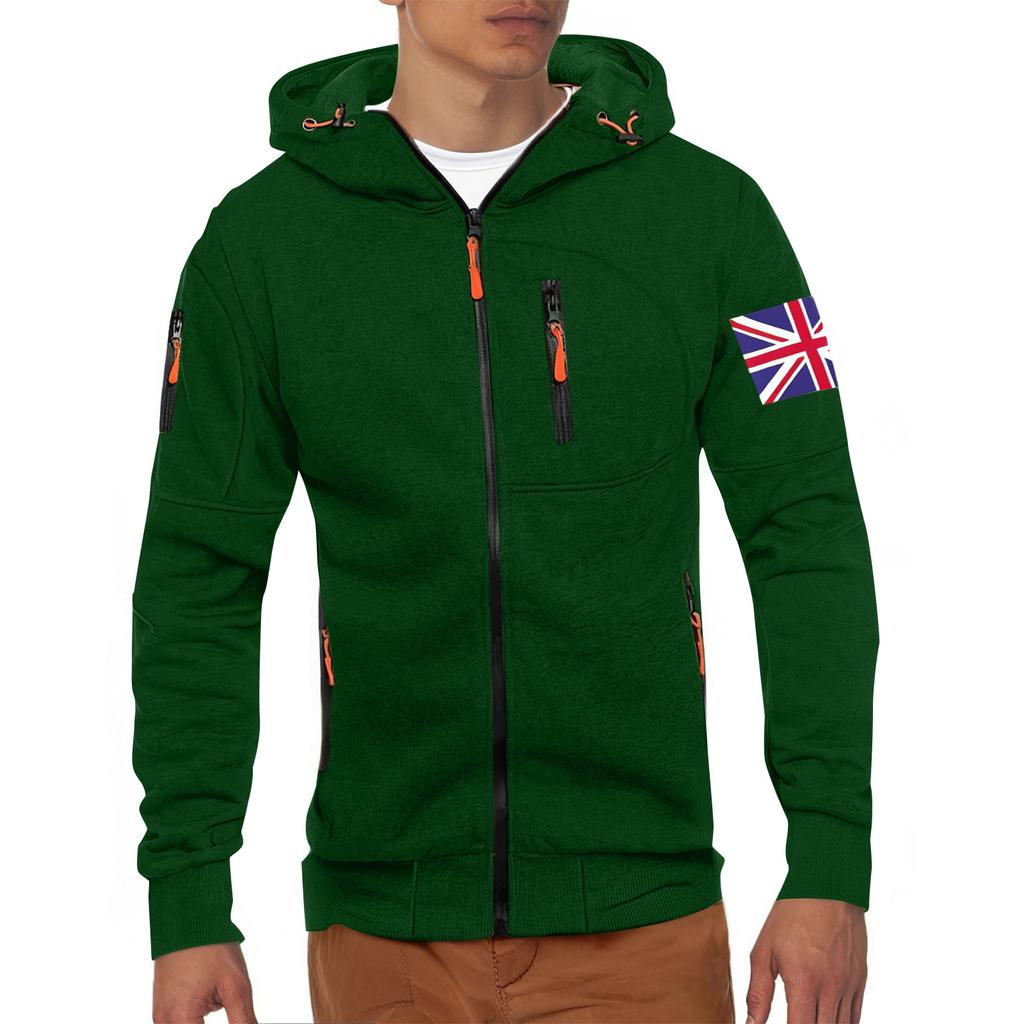 Men's Hoodie With Zipper And Multiple Pockets Pullover