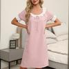 New Style Baby Collar Nightgown for Girls, Summer Short-sleeved Loose Mid-length Ruffled Edge Sweet Home Wear