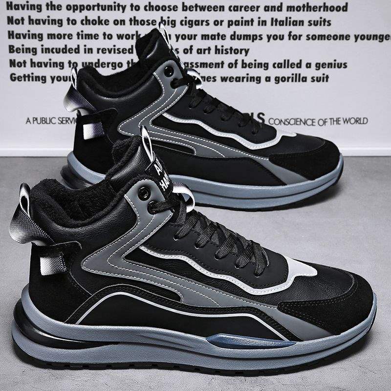 2025 winter new sports shoes men's casual Korean version velvet thickened warm trend cold and breathable running shoes tide