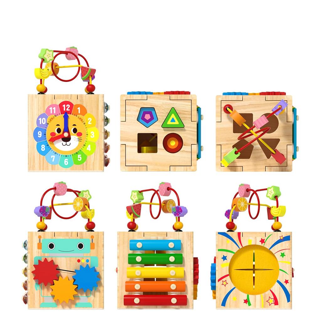 Montessori Educational 7In1 Wooden Shape Matching Game Boys and Early Development Music Color and Shape Fine Coordination Kindergarten Gift Toy, Toy,