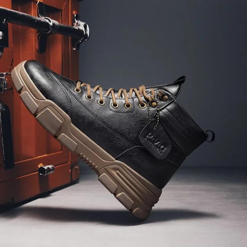 Lace Up Male Winter Shoes Ankle Men's Snow Boots Booties Platform Offer Fashion Luxury Anti Slip New In Brands High Quality Work