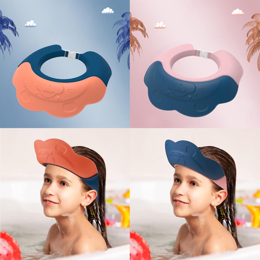 Portable Adjustable Ear Protection Baby Bath Cap Shampoo Shield Silicone Bath Visor Baby Shower Cap
