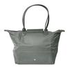 Longchamp Le Pliage Green Logo Borsa a Spalla Pieghevole con Patta e Cerniera in Tela e Pelle Grande da Donna Grafite 1899919P66