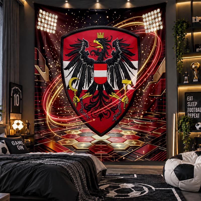 Wall Hanging Tapestry Austria Football Print Cloth for Living Room Bedroom Home Decor