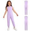 Unisex Kids Adaptive Full Body Jumpsuit Round Neck Sleeveless Solid Color Back Invisible Zipper for Special Needs Care