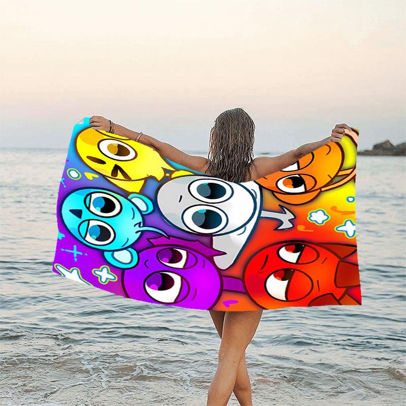 1pc SPRUNKI7 Beach Towel, Beach and Seaside Swimming Pool Equipment, Fashion Pattern, Rectangular, Travel Essentials
