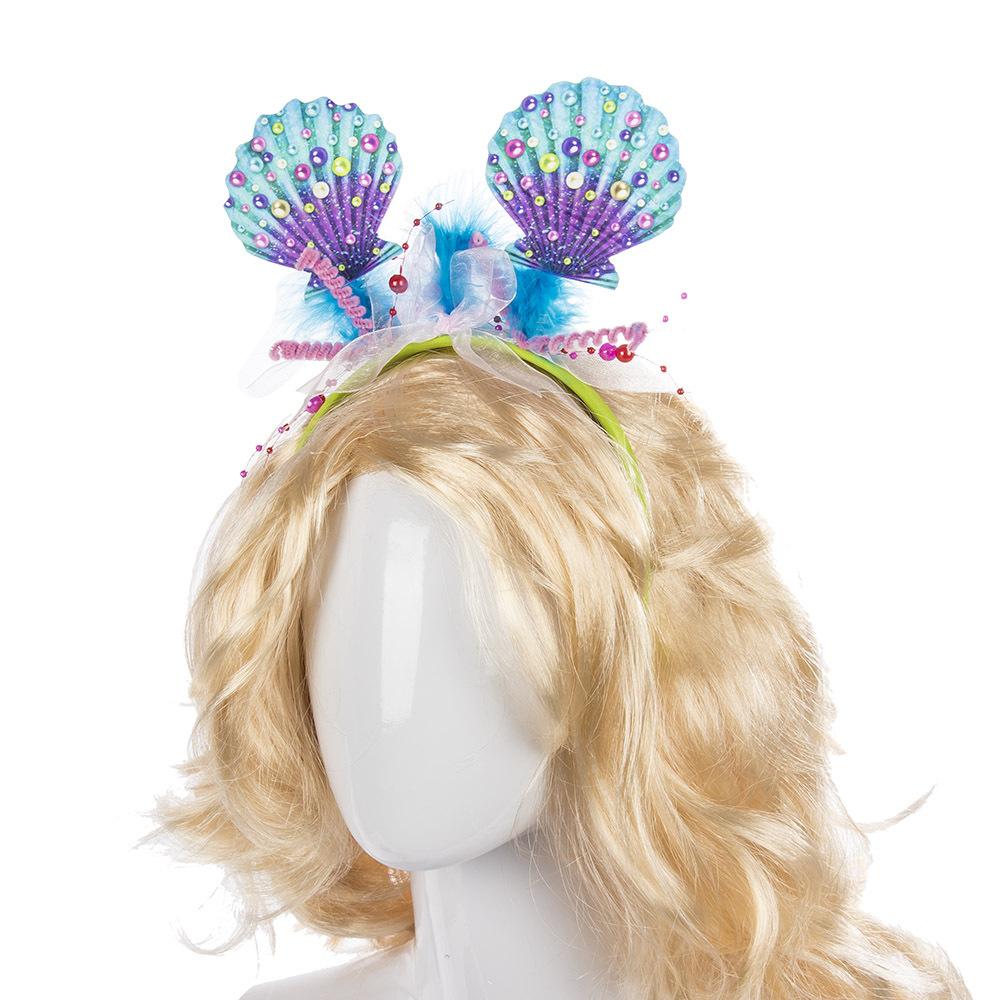 Headband Props, Halloween Party Decorations, Party Hair Accessories, Girls, Ocean Colored Pearls, Shell Headbands