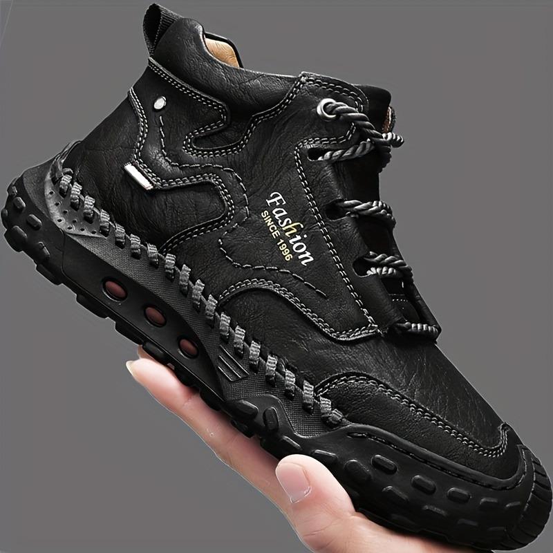 Fashionable and Versatile Men's Casual Short Boots, Outdoor Sports Black and White Brown Tennis Hiking Shoes