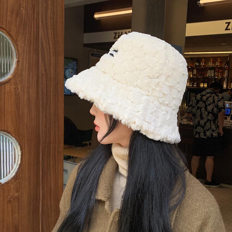 כובע דייג סתיו וחורף לנשים כובע סרוג גרסה קוריאנית מתוקה כובע פנאי חיצוני