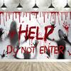 Halloween Backdrop Banner Help Do Not Enter No One Leaves Horrible Ghost Shadow Terror Zombie Skeleton Background Tapestry652