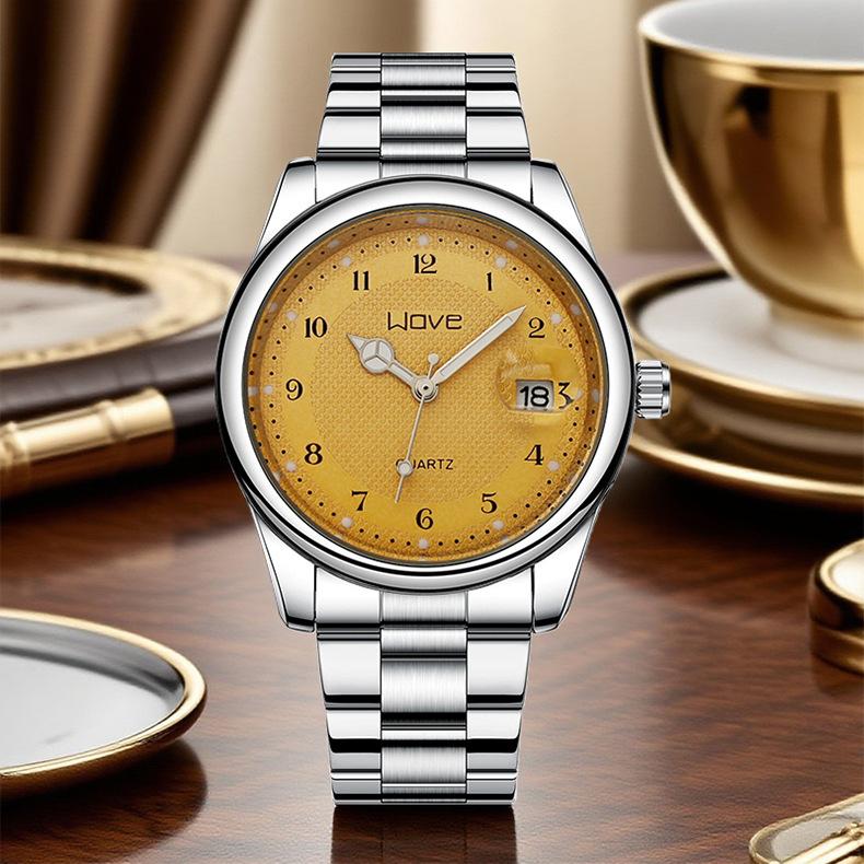 Langjue Automatic Men'S Watch Steel Belt Butterfly Buckle Luminous Fashion Non-Mechanical Women'S Quartz Watch