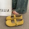 Yellow Shoes Women's New Spring and Summer Single Shoes Flat Mary Jane Women's Shoes Retro Grandma