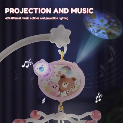 Baby Crib Mobile with Music and Light Cute Crib Mobile Toys with Remote Control 360° Rotation Baby Musical Crib Mobile