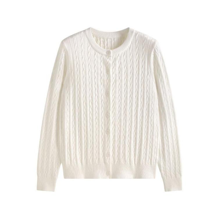 New Autumn Retro Knitted Cardigan Women High End Long Sleeve Round Neck Sweater Jacket Top Design