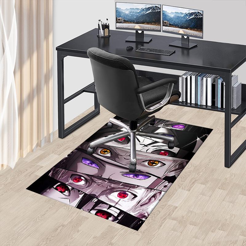 Коврик-подложка под стул с глазами Шаринган из Наруто, Офисный ковер, Большой ковер для декора дома, Подложка под диван, Идея для подарка, Подходит для спальни, гостиной и различных комнат 60cm by 90cm