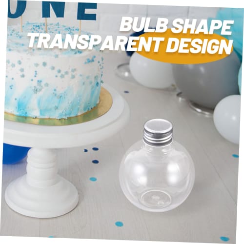 Holibanna 10pcs Clear Spherical Bottles, Light Bulb Drink Bottles, Light Bulb Candy Containers, Yogurt Containers, Plastic Smoothie Bottles, Clear Fak