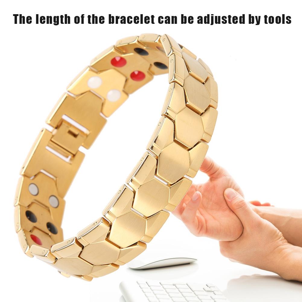 Fashionable Jewelry Magnetic Titanium Bio Energy Bangle Men Health Care Bracelet (Gold)