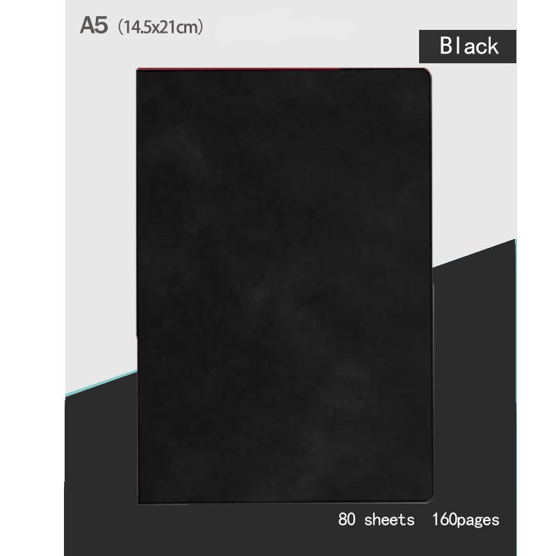 

Блокнот А5 10 цветов - Журнал на мягкой замшевой коже с 160 или 240 страницами, Элегантный блокнот для работы, учебы, подарок для писателей 120sheets 240pages чёрный