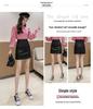 Women's High-Waist PU Leather A-Line Skirt - Black Slit Short Skirt for Autumn/Winter