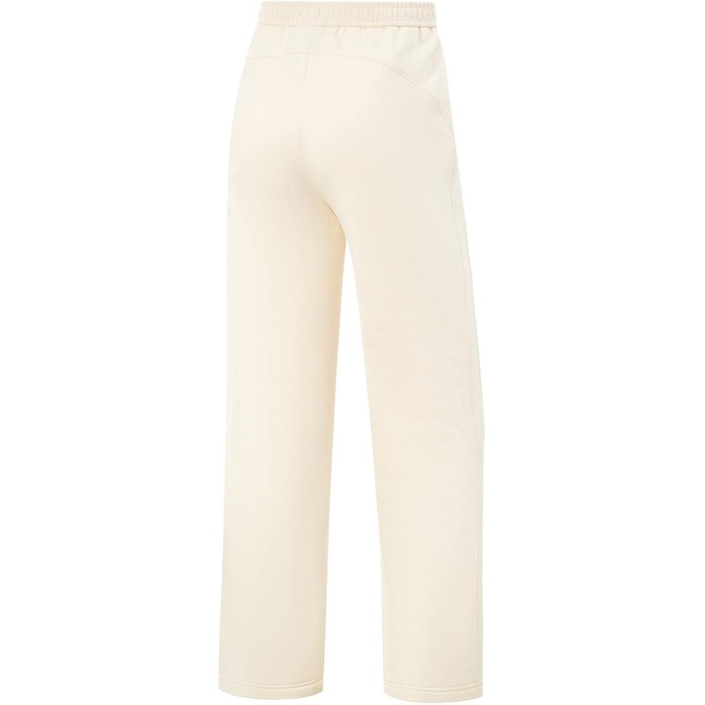 Li Ning Fitness Series Fleece Lined Warm Fashion Wide Leg Mid Rise Casual Knit Sports Pants Women pants AKLV972-10