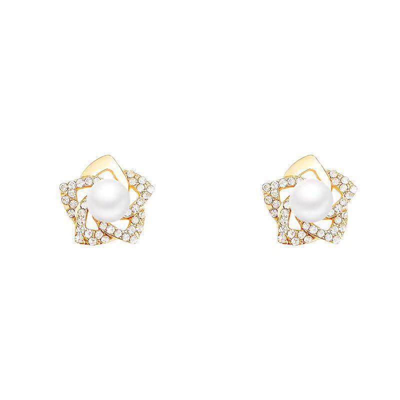 Luxury Pearl & Diamond Floral Earrings for Women - Vintage Chic
