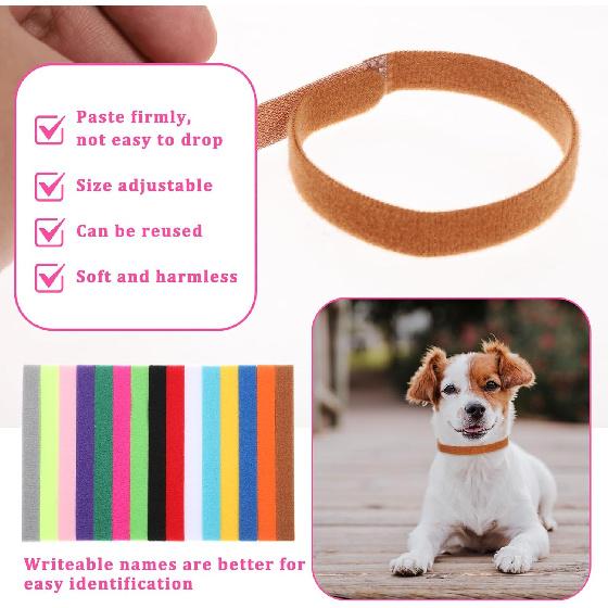 Giantree 15-Pack Puppy Collars for Litter, Whelping Collar for Puppies, Adjustable Identification Collar, Double-Sided Soft Birthing Collars, Reble