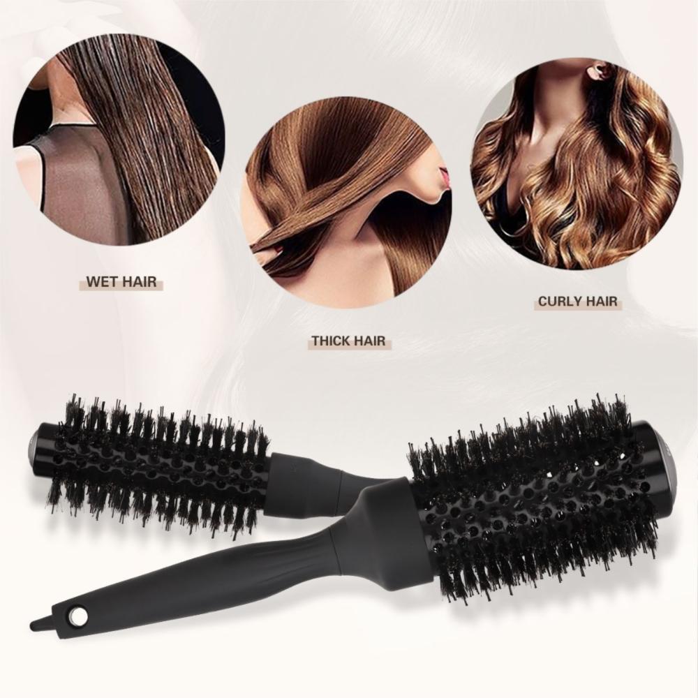 Handle Round Rolling Brush Round Barrel Hairdressing Straight Twill Hair Comb Styling Tool Anti Static Hair Curling Brush Salon