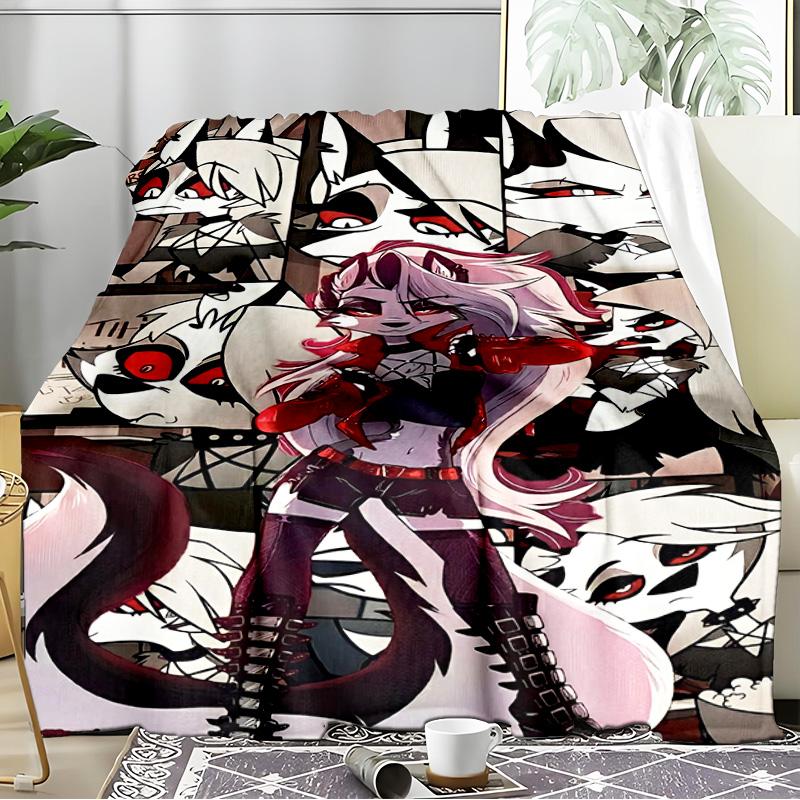 Vibrant Devilish Hazbin Blanket Flannel Throw for Sofa, Indoor, Camping, Living Room, Office, Chair, And Bed Soft Birthday Gift