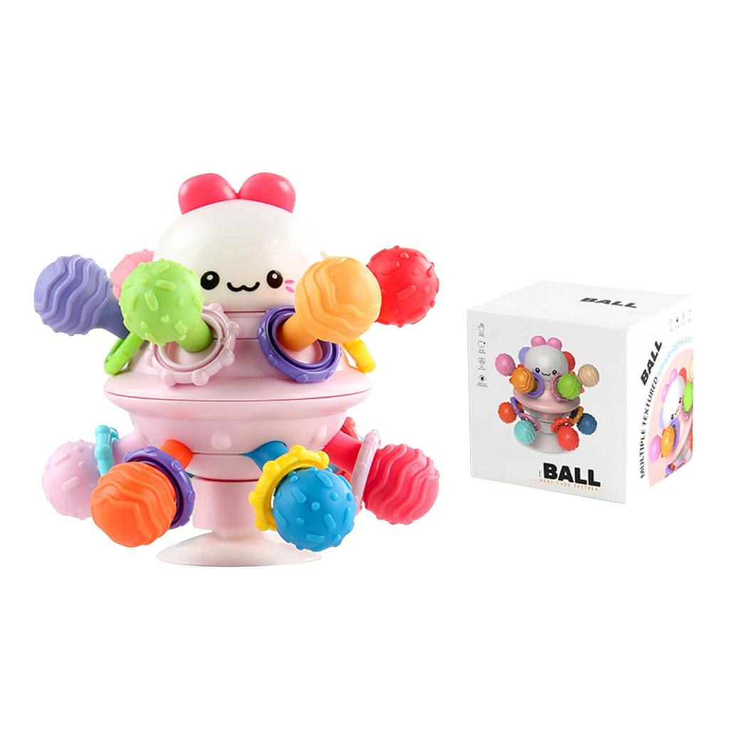 Baby Ball Soft Rubber Grip Ball Rattle Teething Stick 0-3 Years Old Baby Soothing Early Education Toy