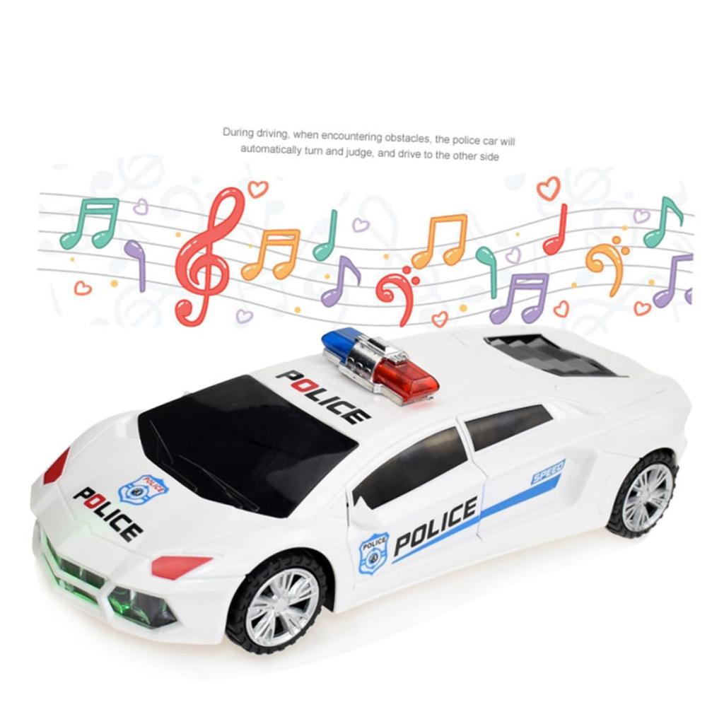 EXCEART Halloween Police Car Toy with Lights and Musical Racing Toy for Electric Halloween 1-Piece Sounds, Kids, White,