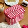 Multi-functional Red Plaid Storage Bag Handheld Zipper Design Cosmetic Pouch Makeup Bag Women Girls