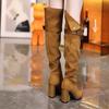 Winter Modern Women's Over The Knee Boots Fashion Pointed Toe Long Bootties Designer Thick Heels Botas De Mujer