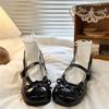 2025 New Fashion Lolita Style Cute Round Head Jane with Bow Women's Sweet Party Dress Midi Heels Mary Jane Shoes Women's Loafers