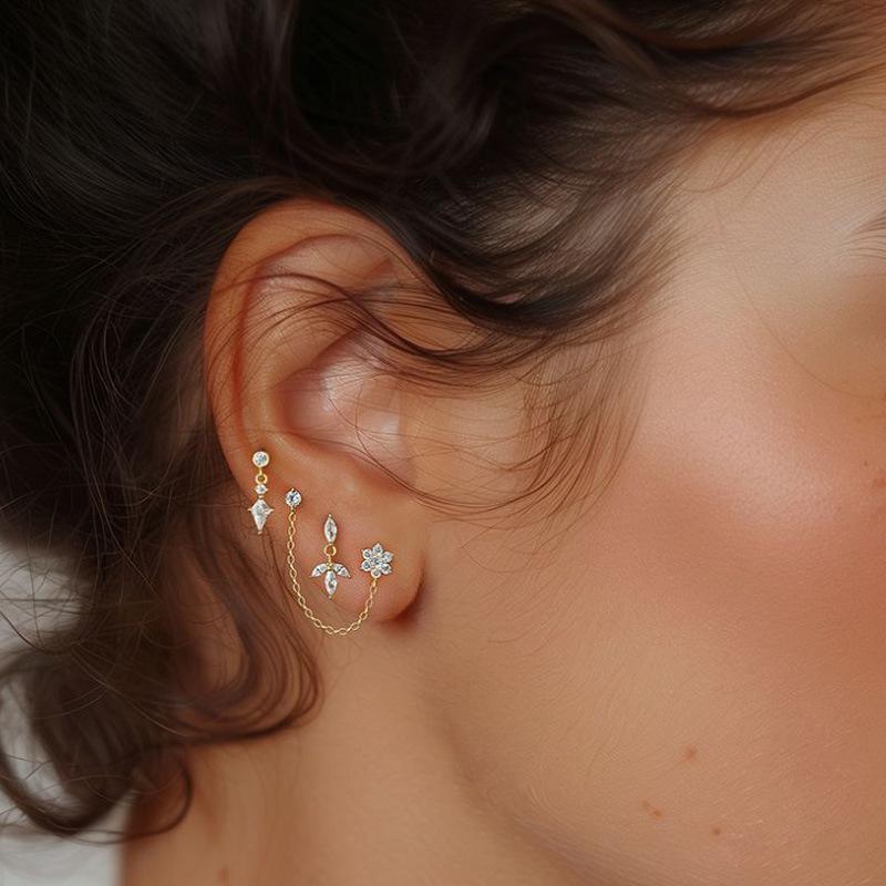 Elegant F136 Titanium Alloy Zircon-Inlaid Pendant Earrings