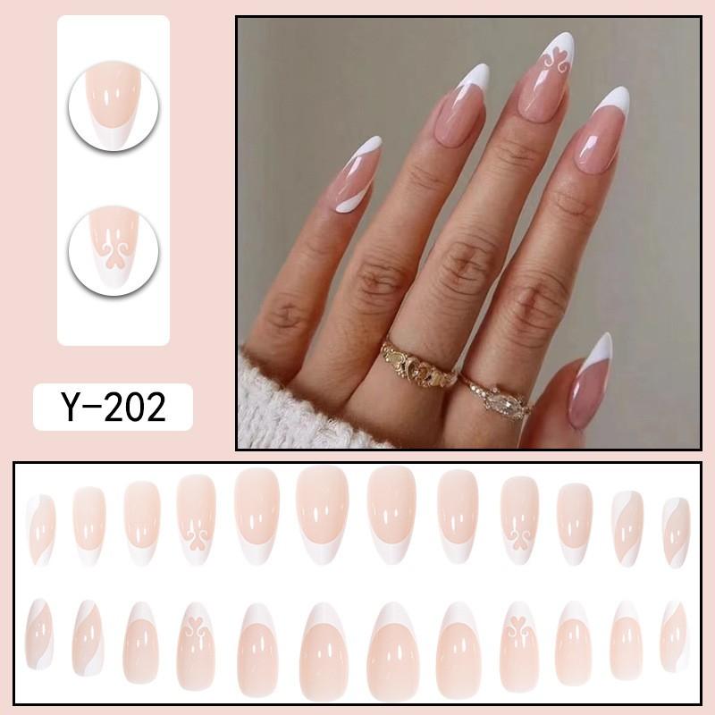 Pre-made Press-On Nails With Gradient Line Design Minimalist INS Style False Nail Tips Women