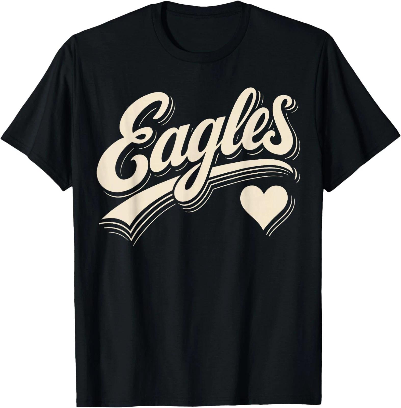 Retro Eagles Heart Typography Graphic Gift for Men Women T-Shirt 3XL