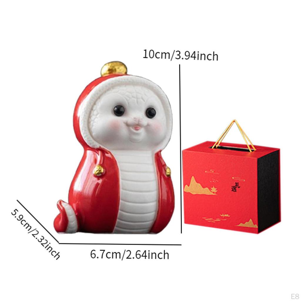 Spring Festival Ceramic Snake Statue Shelf Decoration Lovely Decorative Small Sculpture for