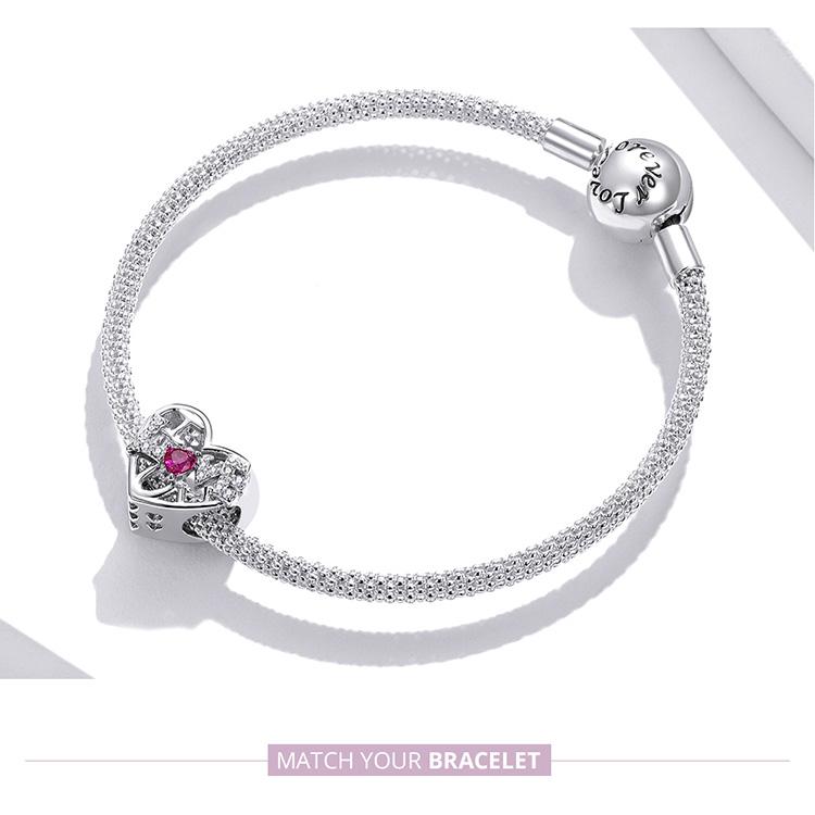 Bamoer 925 sterlingsølv platinabelagt dobbeltkjede hjertearmbånd, justerbart armbånd for hummerlås for kvinner