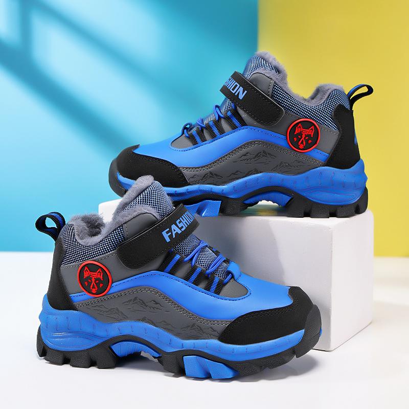 Winter Kid's Snow Boots with Plush Anti Slip Wolf Claws Hiking Cotton Shoes