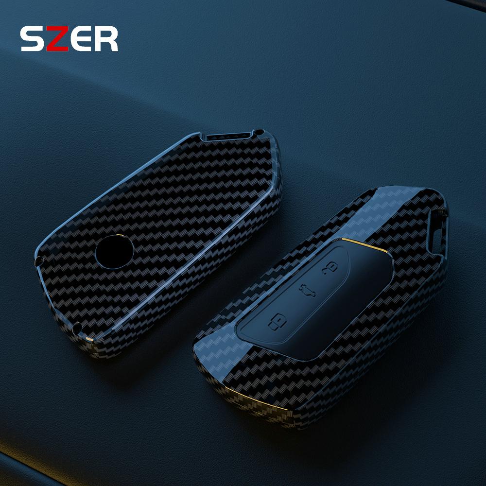 ABS Carbon Autoschlüssel Etui Abdeckung Hülle Fob Für Volkswagen VW Golf 8 MK8 ID-4 ID-6 Für Skoda Octavia A8 Für Seat Leon FR MK4 Cupra