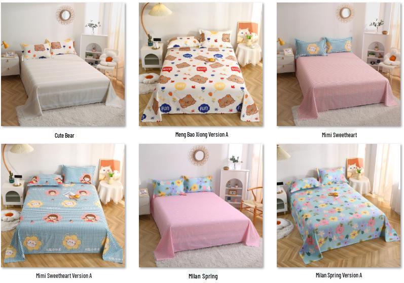 Simple Cotton Bed Sheet for Double Bed - Suitable for Summer & Student Dormitory, 40 Count, All Seasons