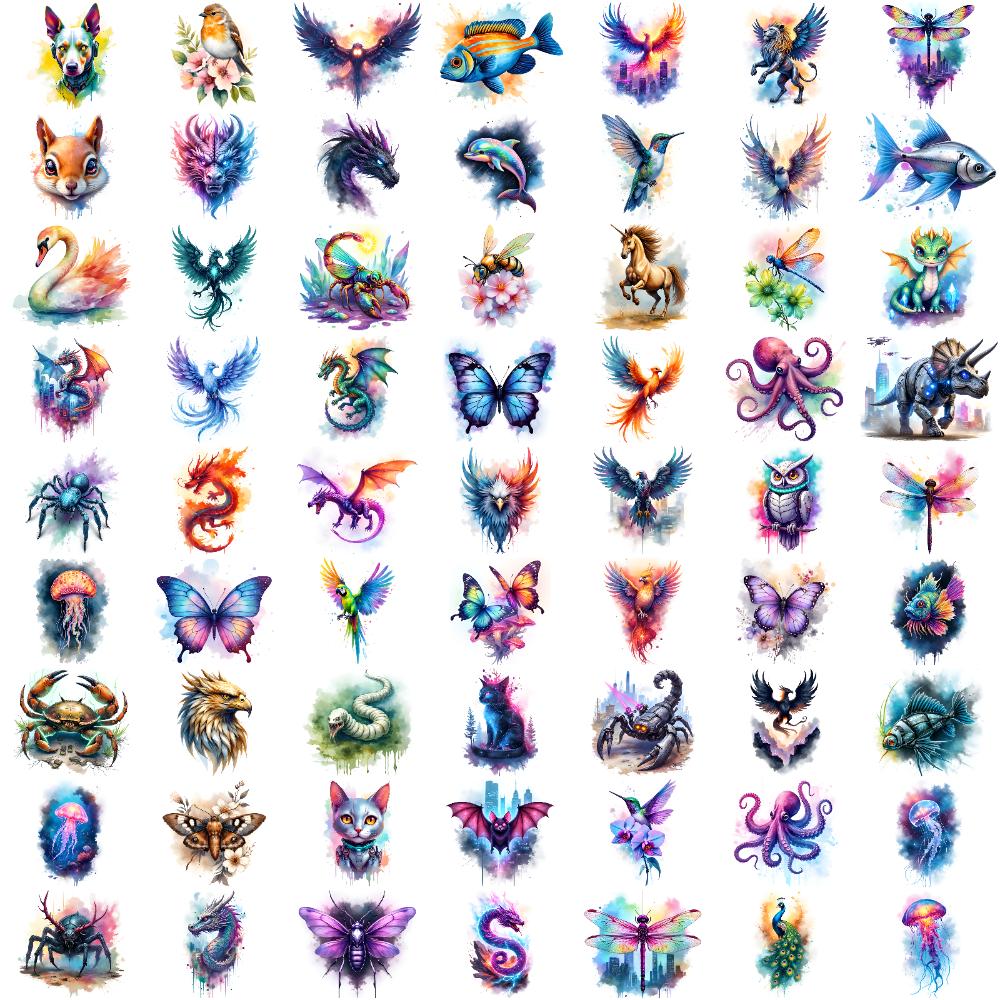 63pcs Temporary Tattoo Octopus Waterproof Long-lasting Body Stickers Horse Scorpion Temporary Tattoo Stickers Dragon For