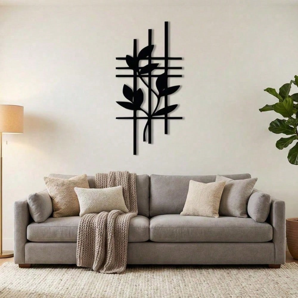 Minimalist Geometric Metal Leaf Wall Art, Rotating Hanging Sculpture for Modern Home